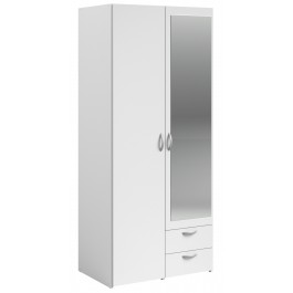 Parisot Daily 2 Door 2 Drawer Mirrored Wardrobe - White