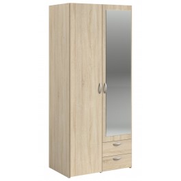 Parisot Daily 2 Door 2 Drawer Mirrored Wardrobe - Sonoma Oak