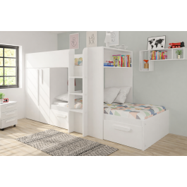White Barca Bunk Bed with Wardrobe and Storage