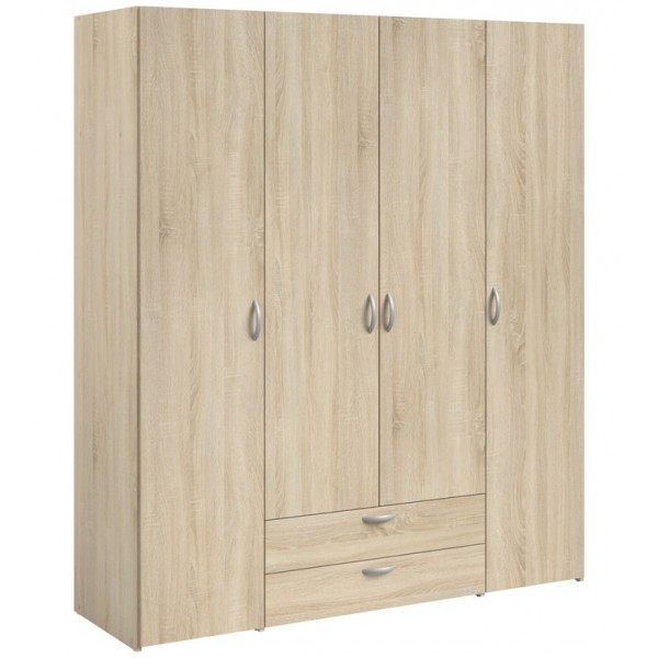 Parisot Daily 4 Door 2 Drawer Wardrobe - Sonoma Oak 