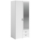 Parisot Daily 2 Door 2 Drawer Mirrored Wardrobe - White