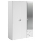 Parisot Daily 3 Door 2 Drawer Mirrored Wardrobe - White