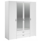 Parisot Daily 4 Door 2 Drawer Mirrored Wardrobe - White 