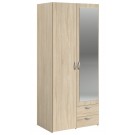 Parisot Daily 2 Door 2 Drawer Mirrored Wardrobe - Sonoma Oak