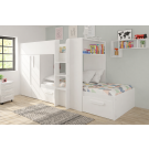 White Barca Bunk Bed with Wardrobe and Storage
